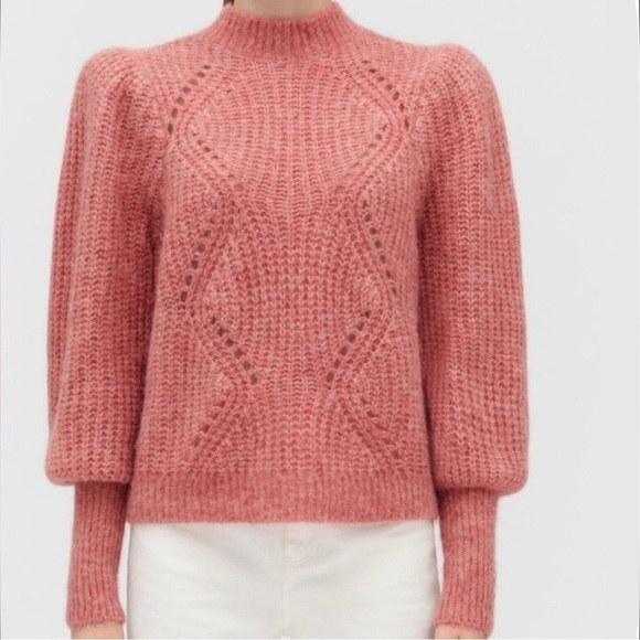 Cuyana Alpaca Wool Blend Balloon-Sleeve Sweater in Passion Fruit Size XSMALL - Picture 12 of 14